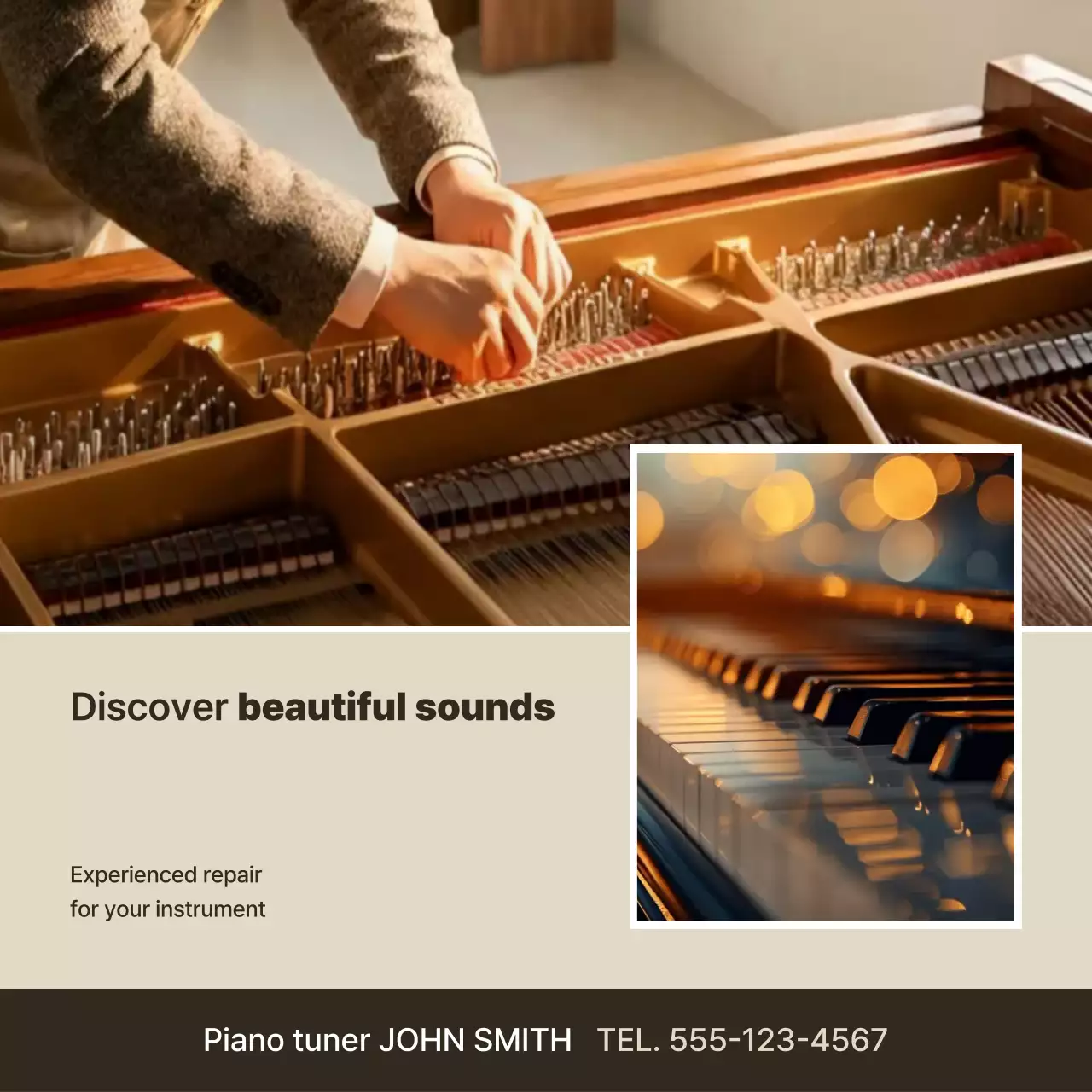 Quảng cáo nhạc cổ điển màu be