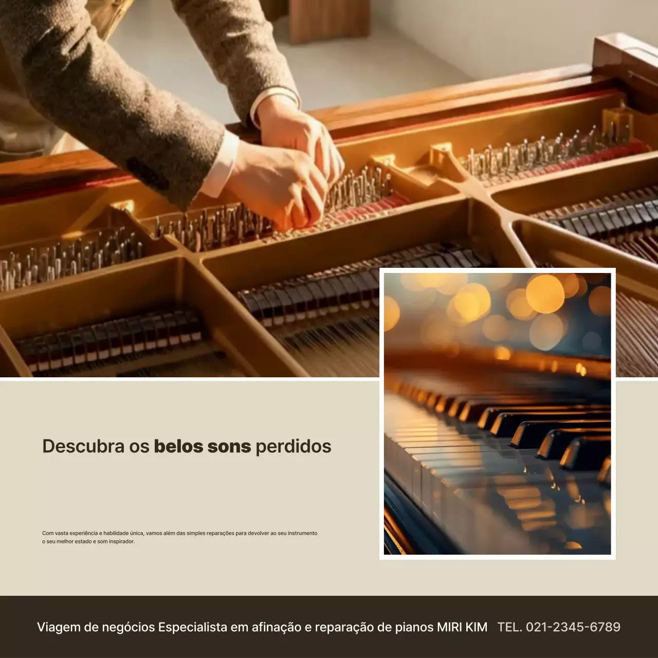 Anúncio de música clássica bege