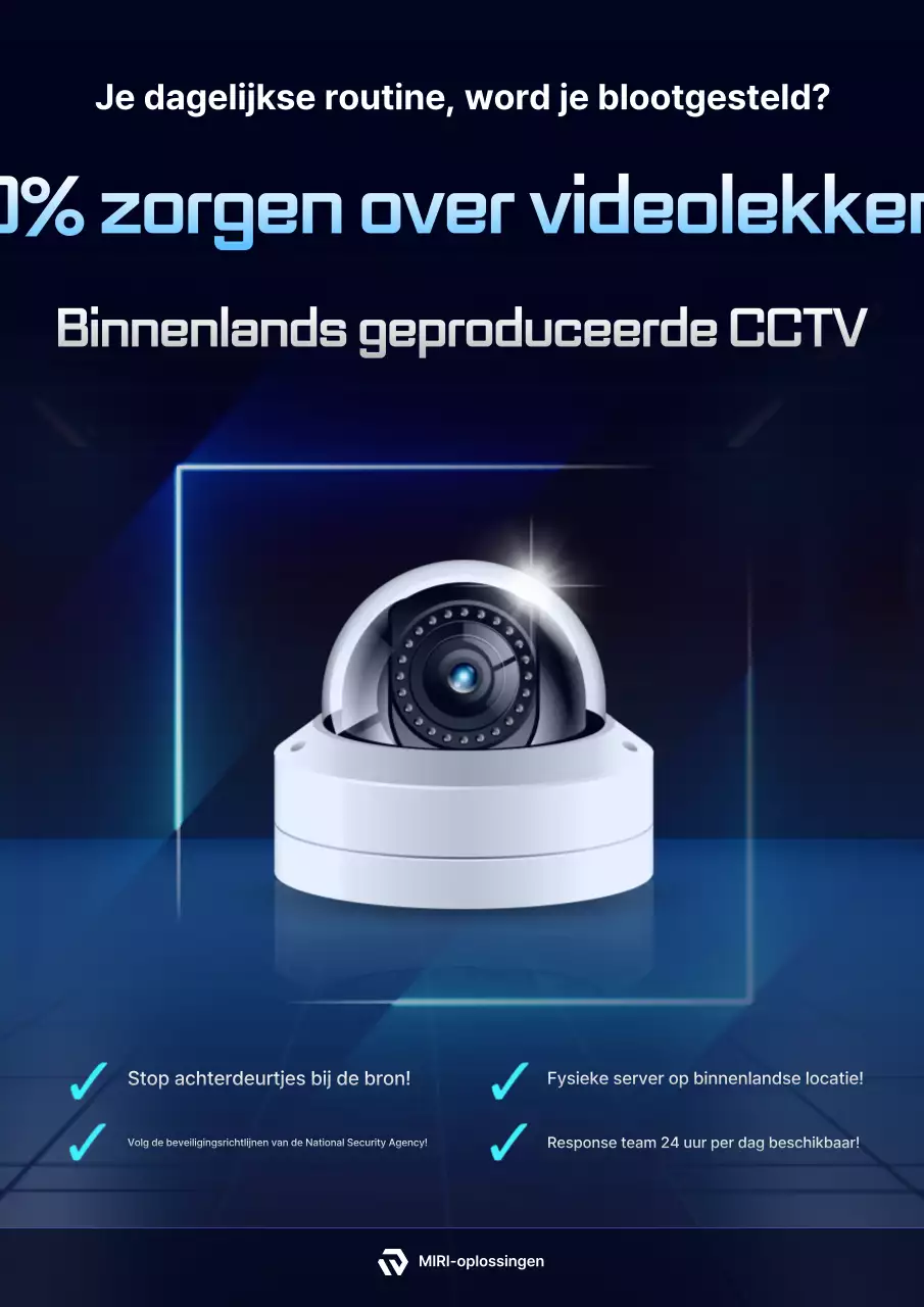 Advertentie voor Blue's Modern Security CCTV, geproduceerd in eigen land