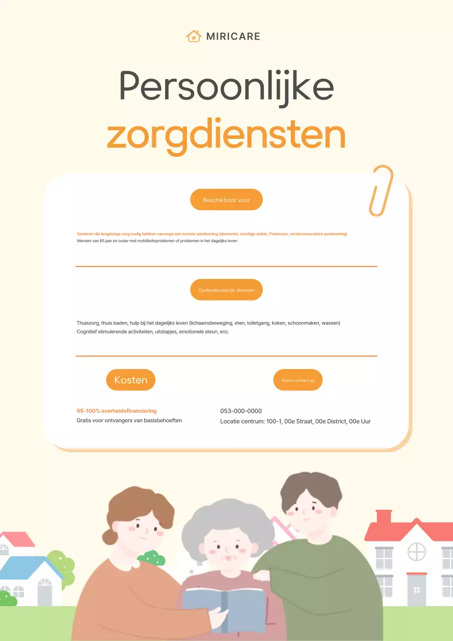 Eenvoudige ivoorkleurige informatie en promotie over thuiszorgdiensten