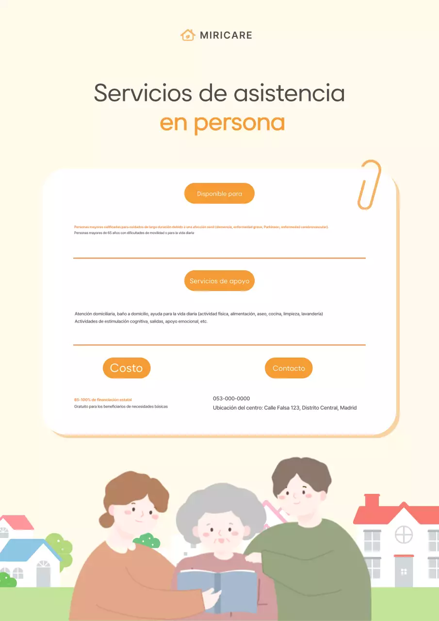 Información y promoción de servicios de atención domiciliaria sencillos en color marfil