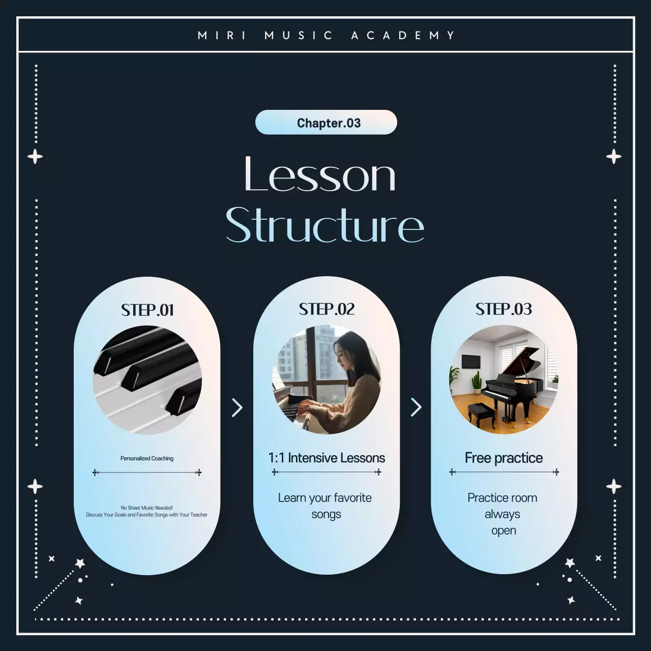 Promotion of a modern music academy in blue