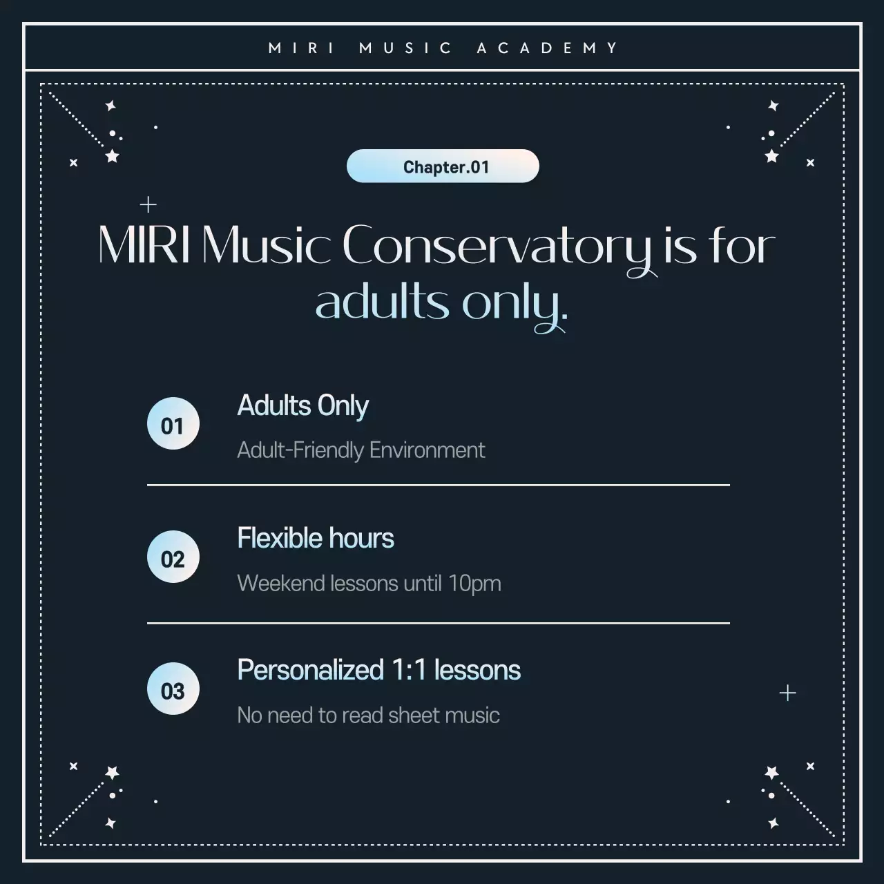 Promotion of a modern music academy in blue