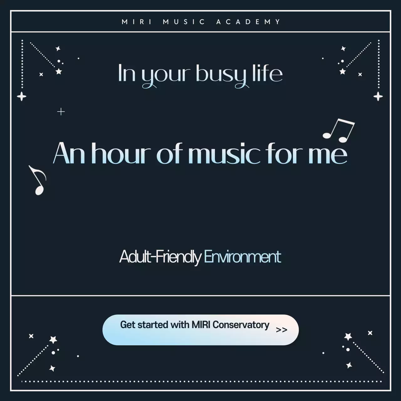 Promotion of a modern music academy in blue