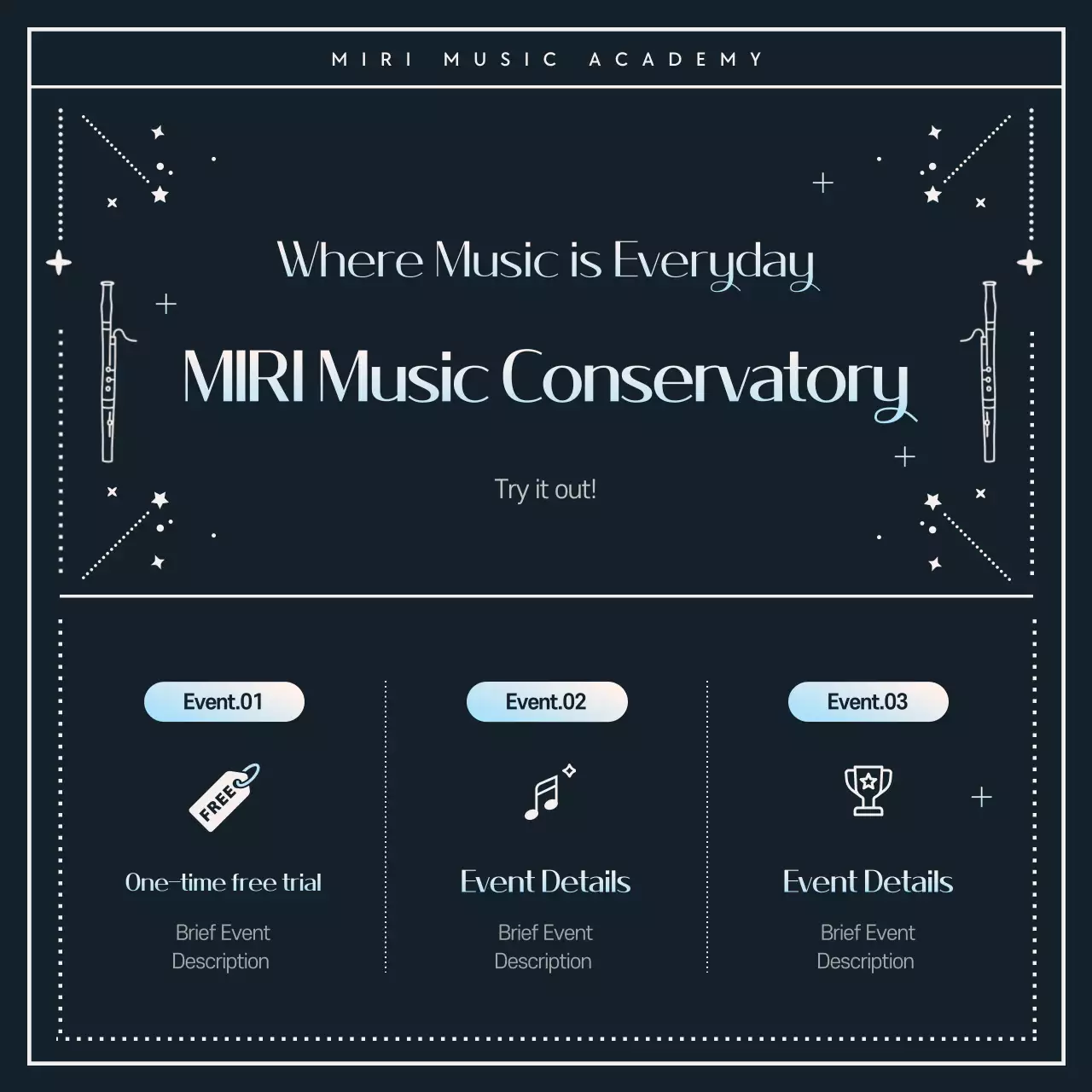 Promotion of a modern music academy in blue