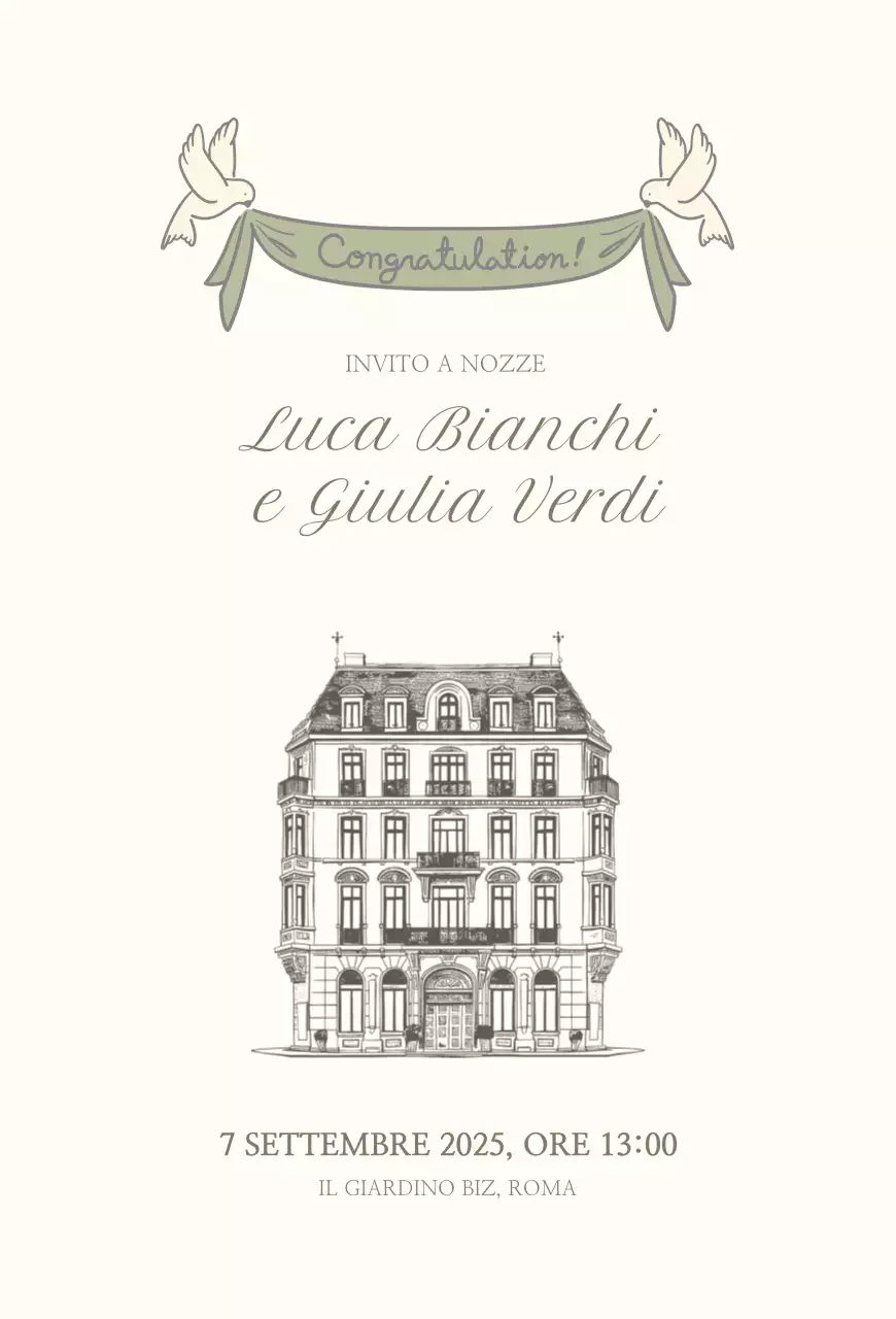 Invito di nozze classico avorio