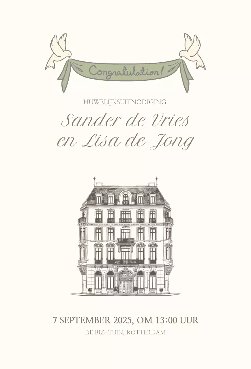 Ivoor Klassieke Trouwuitnodiging