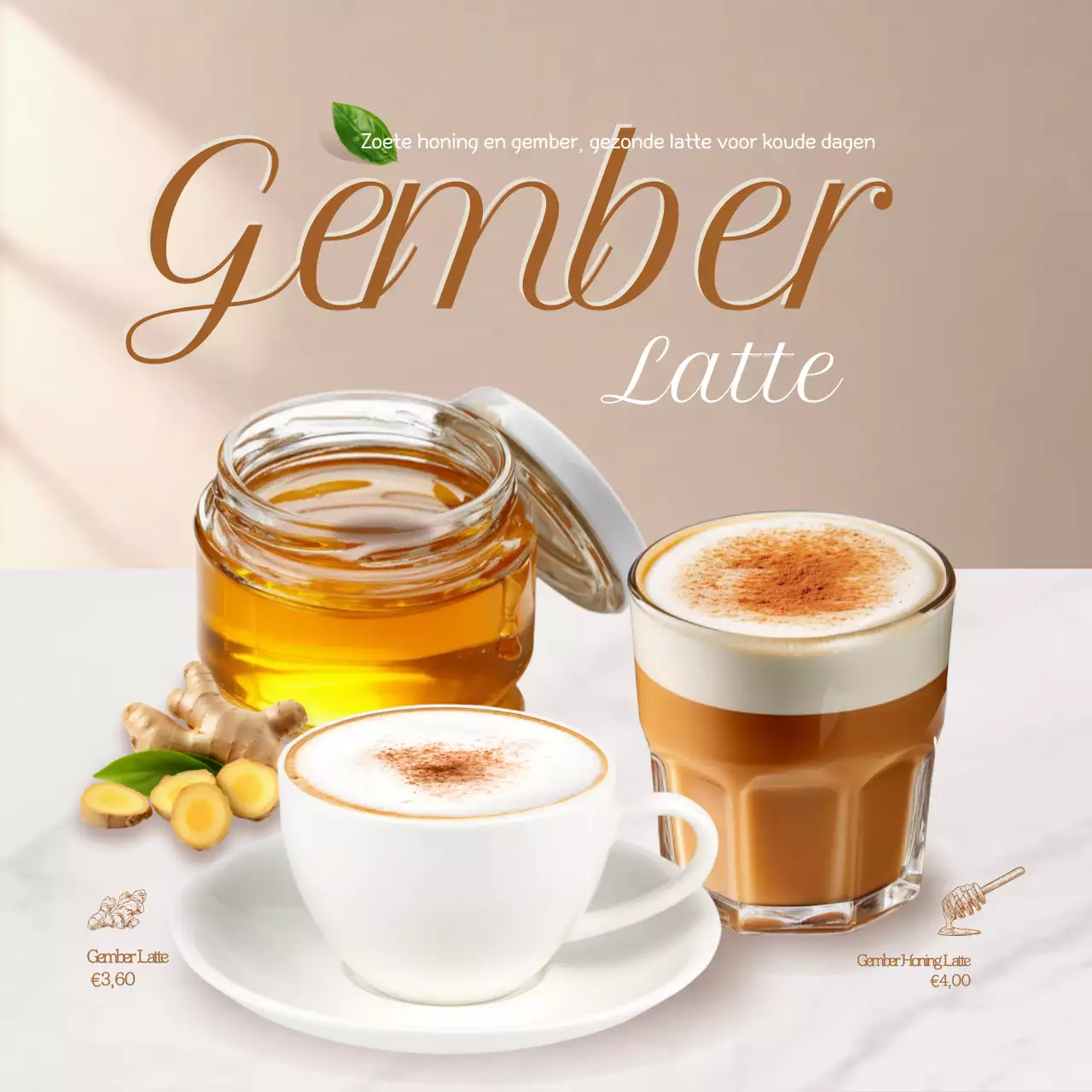 Beige moderne drankreclame