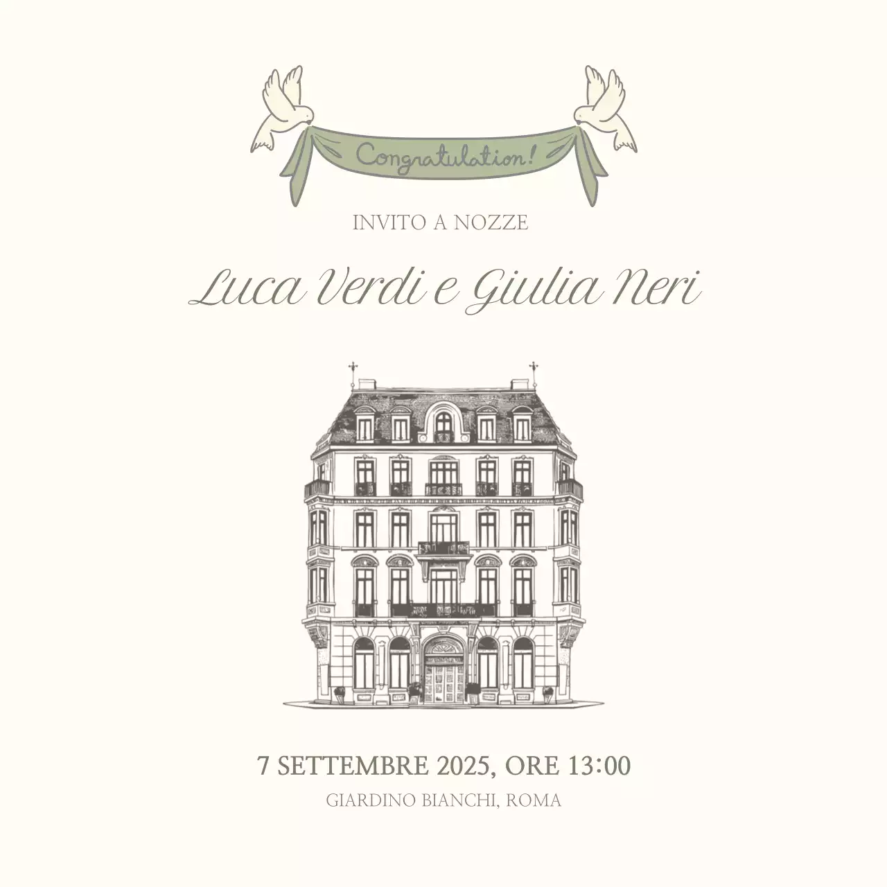 Invito a nozze classico avorio