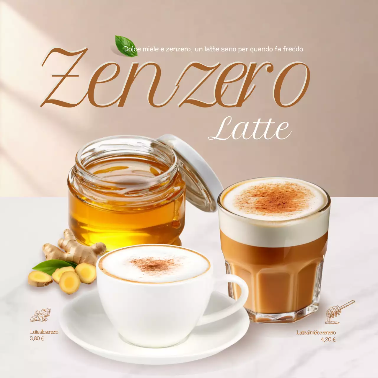 Pubblicità di bevande moderne beige