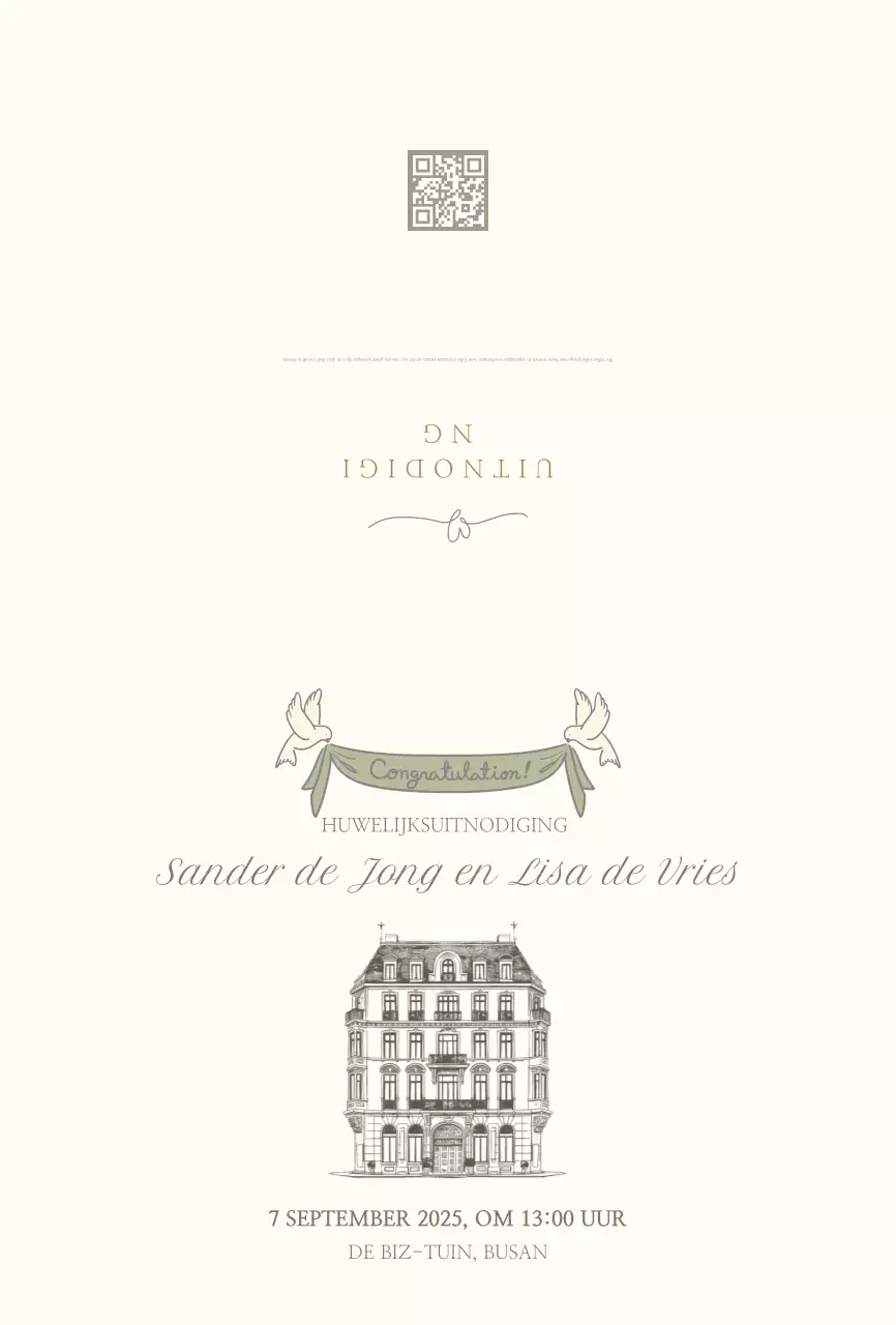 Ivoor Klassieke Trouwuitnodiging