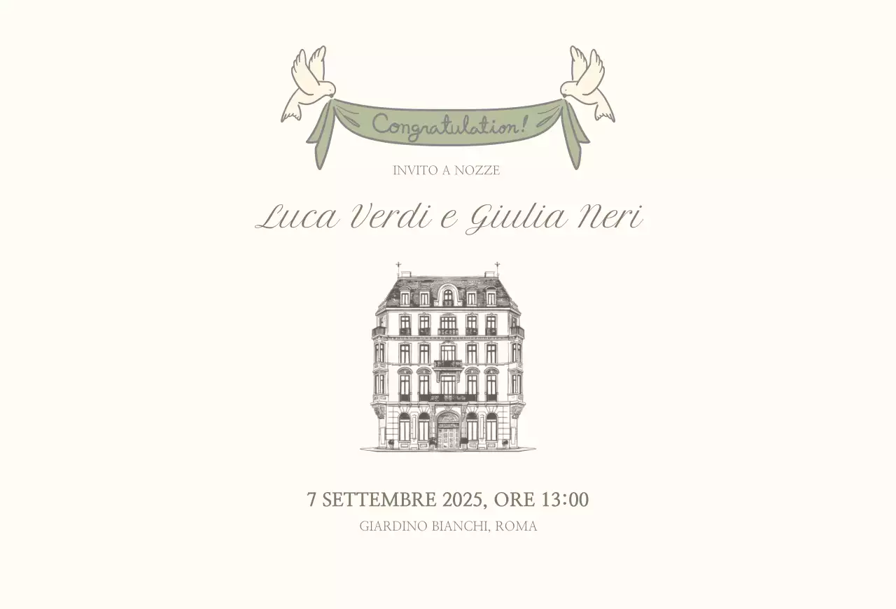 Invito a nozze classico beige