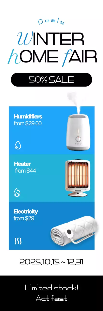 Promoção de eletrodomésticos modernos azuis