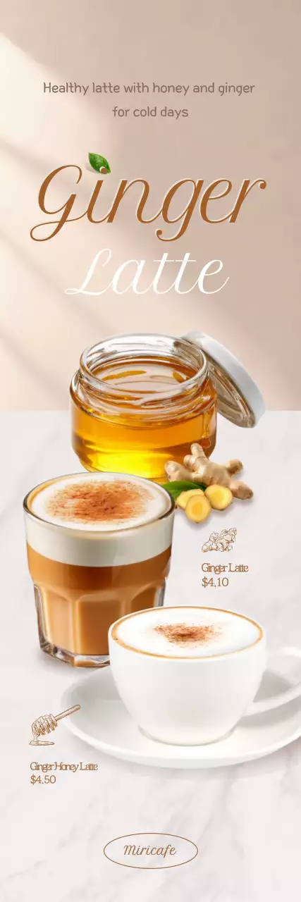 Anúncio moderno de bebida bege