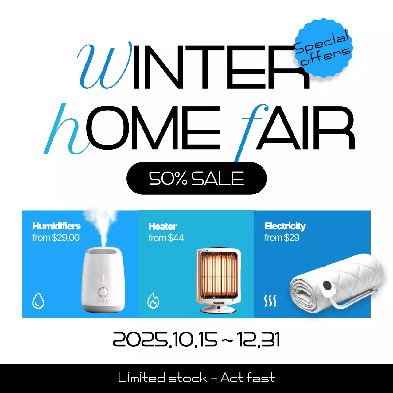 Blue Modern Winter Sale Promotion