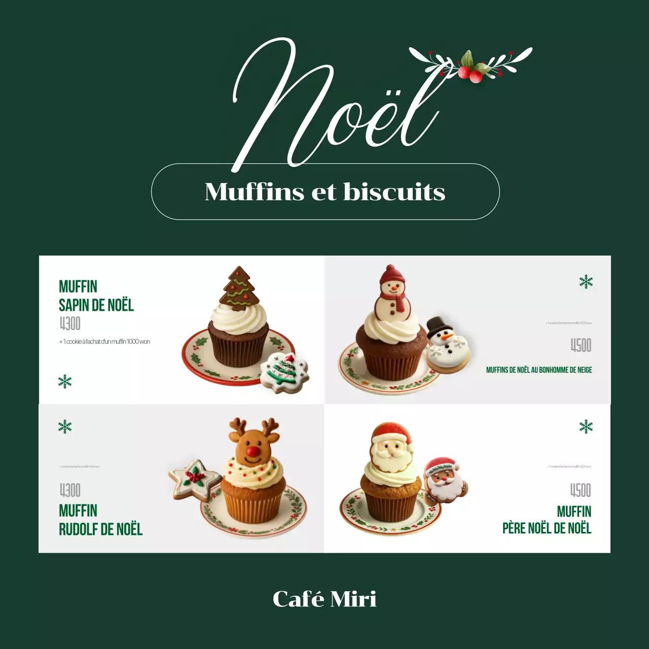 Menu de Noël Green Baby en promotion