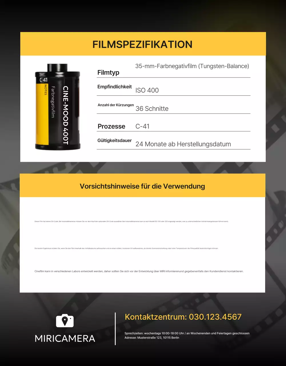 Gelbe Retro-Fotofilmkamera