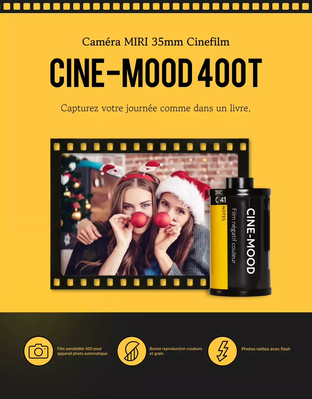 appareil photo argentique rétro jaune