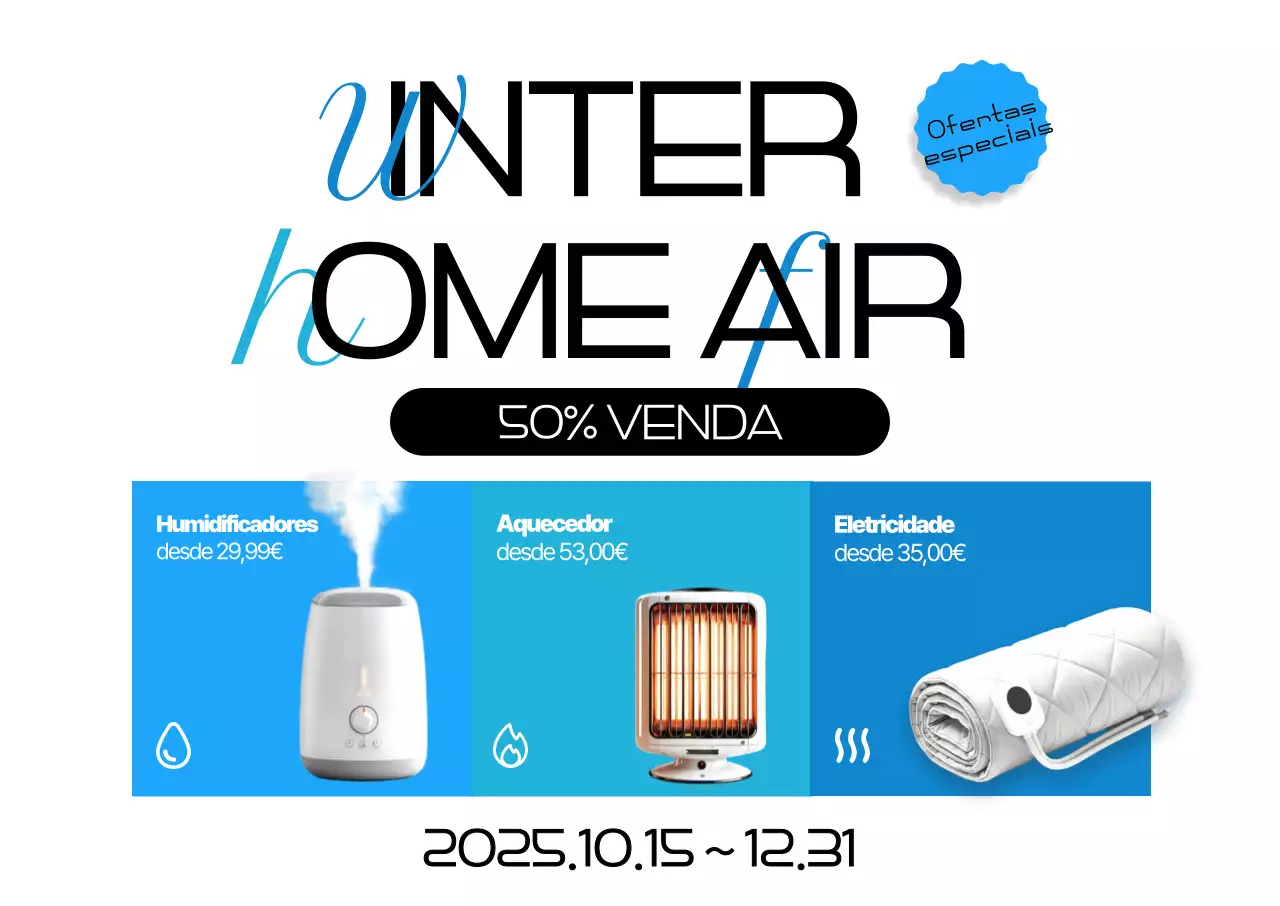Promoção de eletrodomésticos modernos de inverno na cor azul