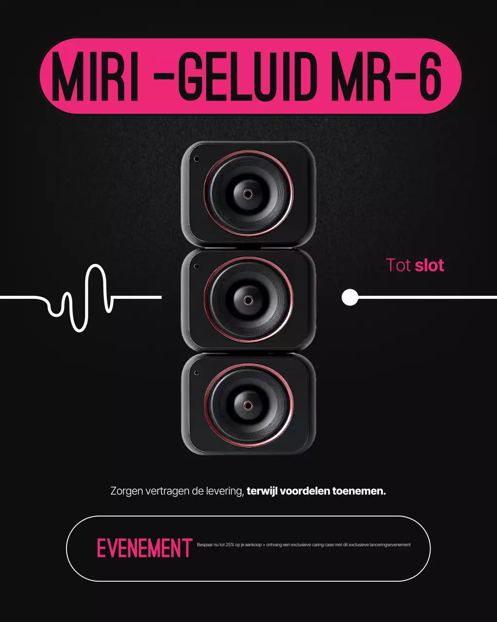Promotie van een modern audioproduct in felroze