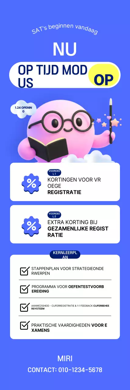 Blauwe schattige educatieve advertentie