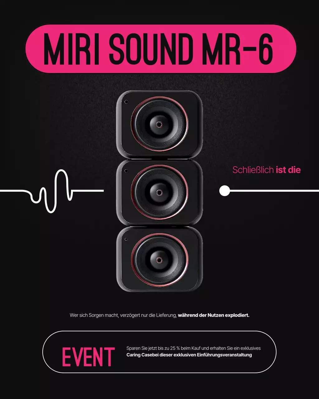 Produktaktion für moderne Audioprodukte in leuchtendem Pink