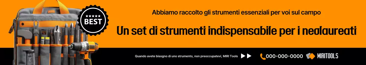 Pubblicità del set di utensili moderni arancioni