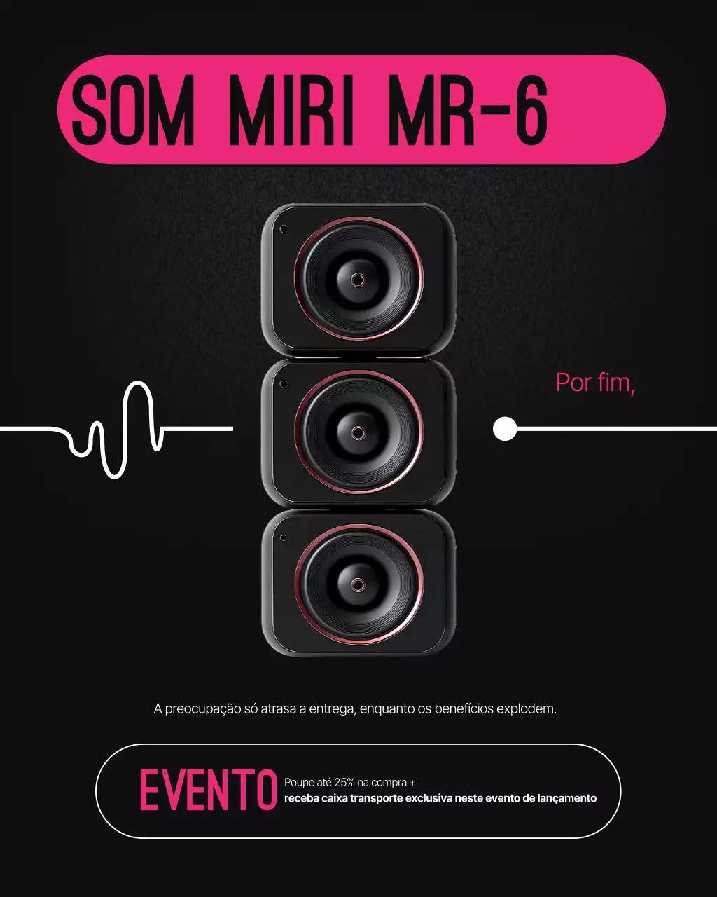 Promoção de produto de áudio moderno rosa choque