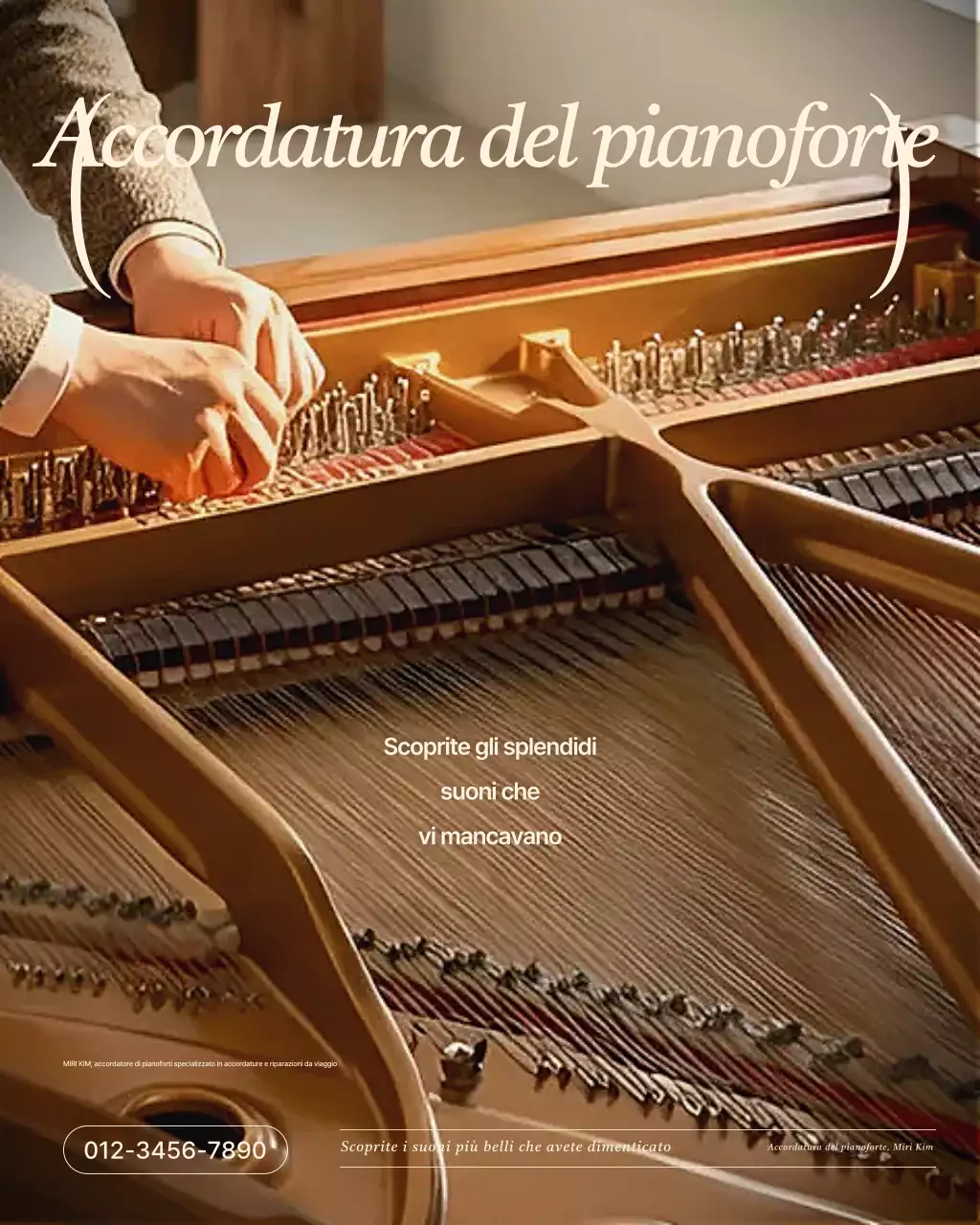 Pubblicità di un pianoforte semplice beige