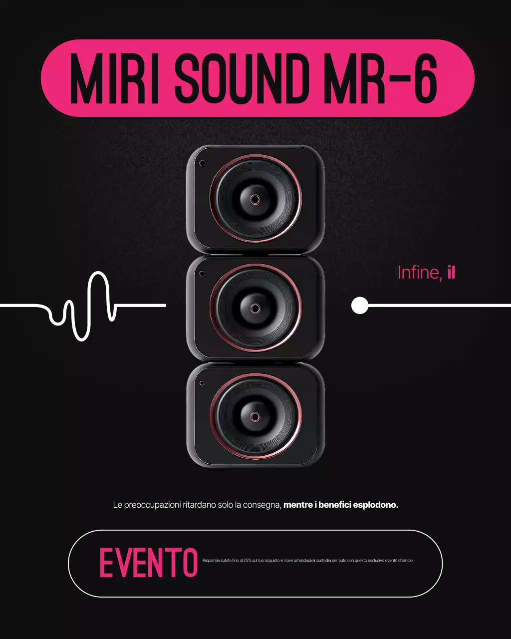 Promozione del prodotto audio moderno rosa shocking