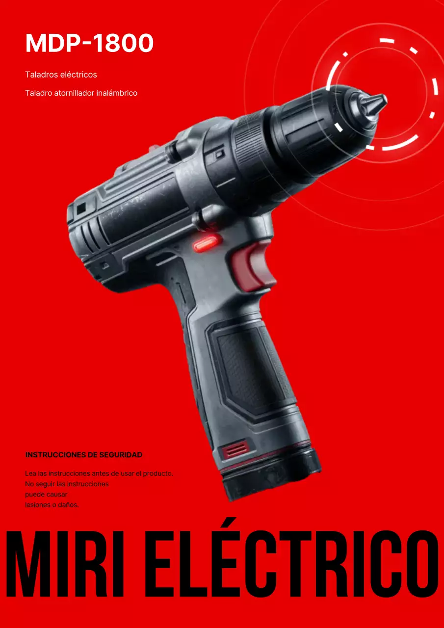 Promoción de producto de taladro eléctrico moderno rojo