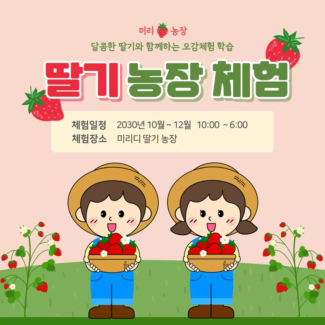 핑크 아기자기한 농장 체험 안내