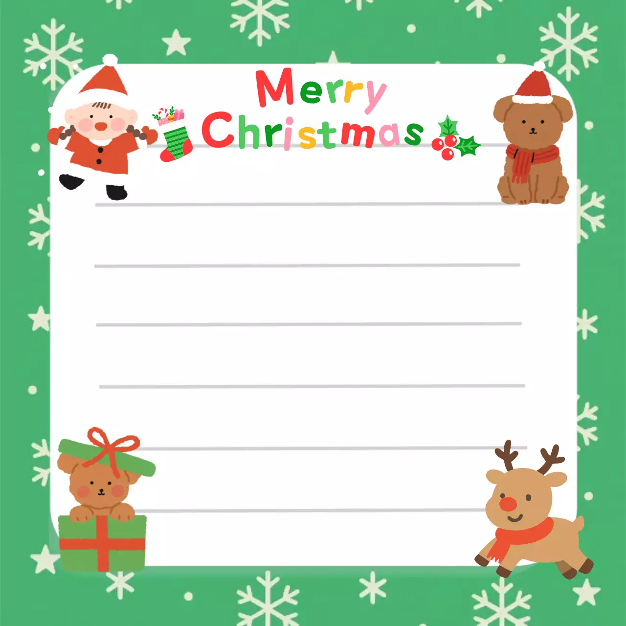 초록 아기자기한 크리스마스 산타