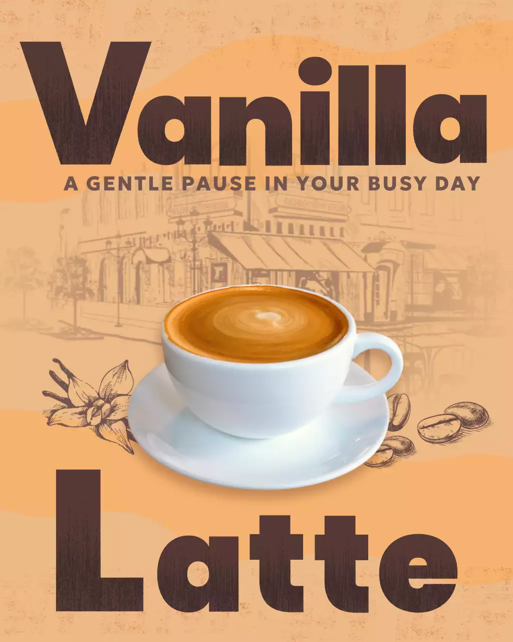 주황 빈티지 커피 광고