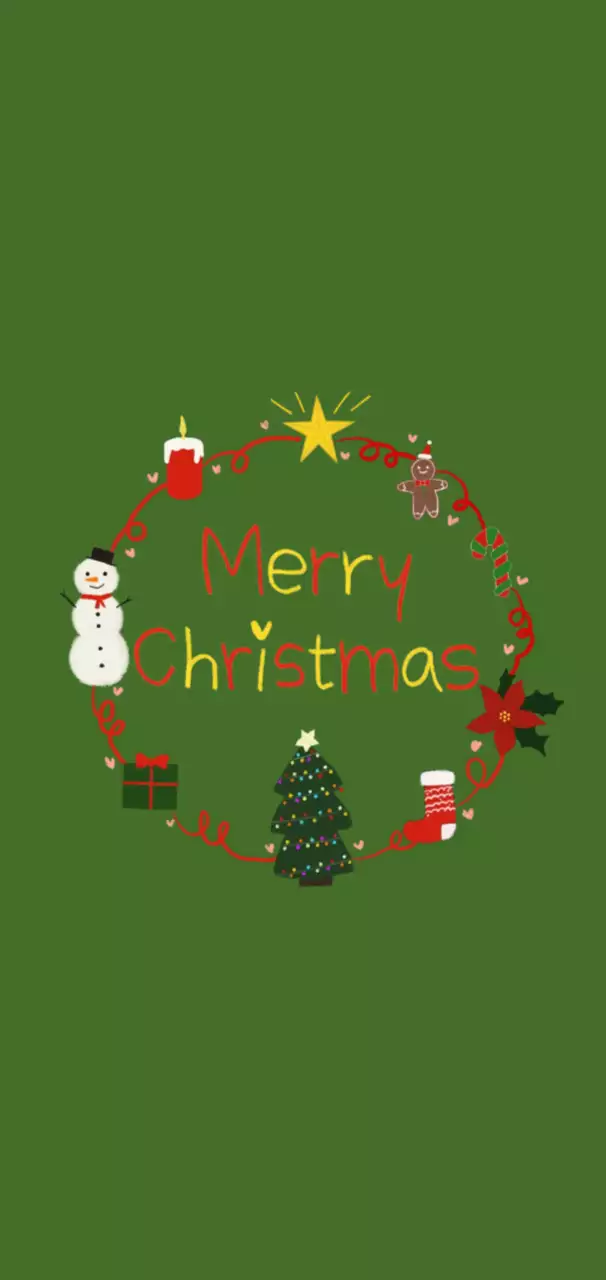 초록색의 깔끔한 메리크리스마스 리스 화면