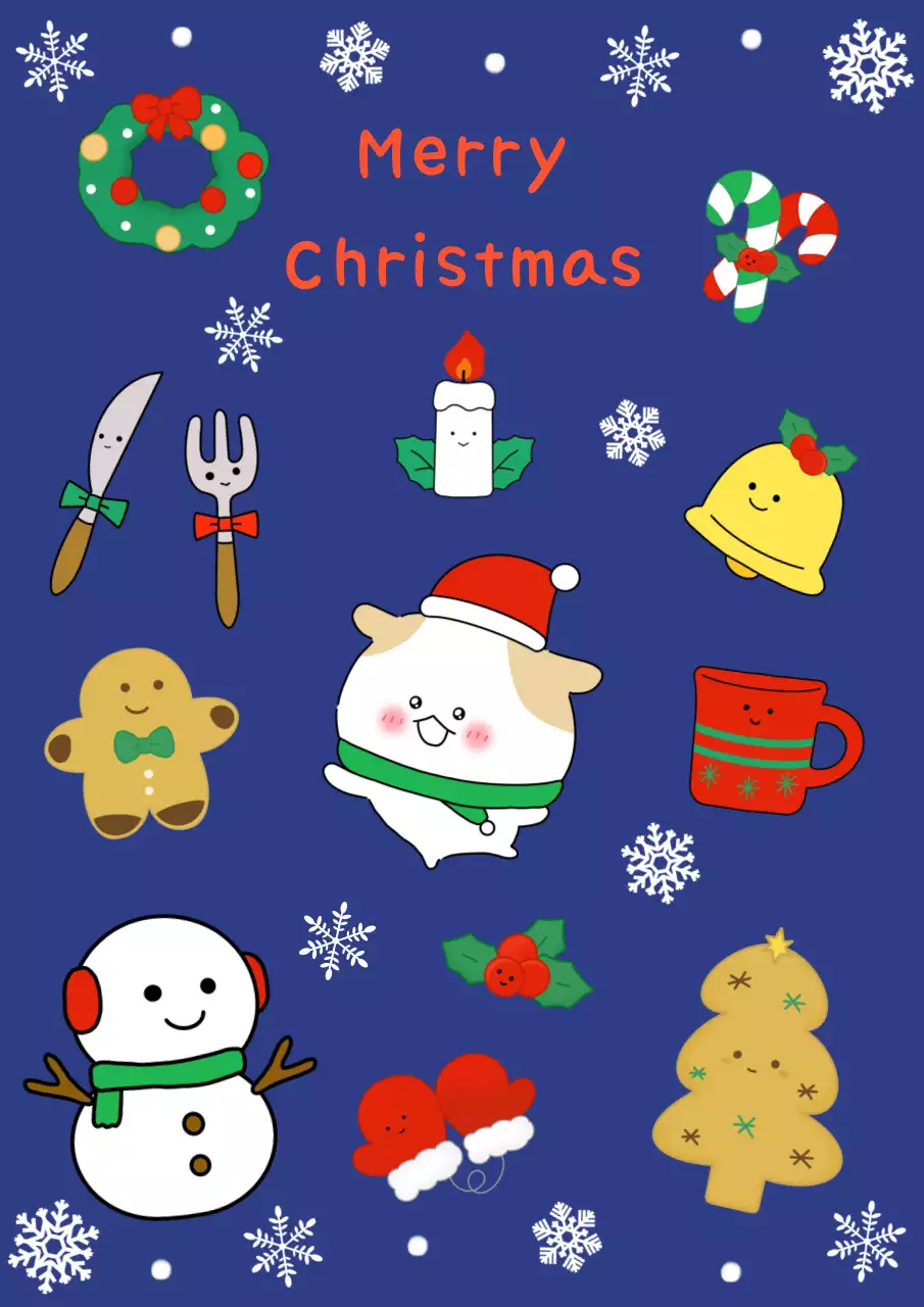 파란색 알록달록한 크리스마스 꾸미기