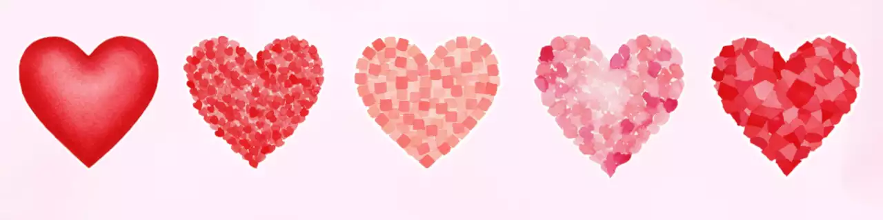 빨강 아기자기한 하트 스티커