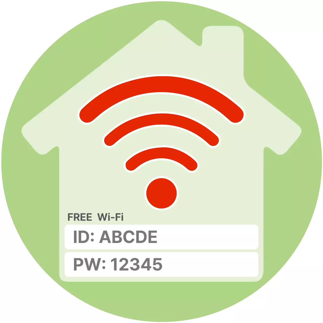 연두색과 빨강색의  아기자기한 와이파이 정보 안내