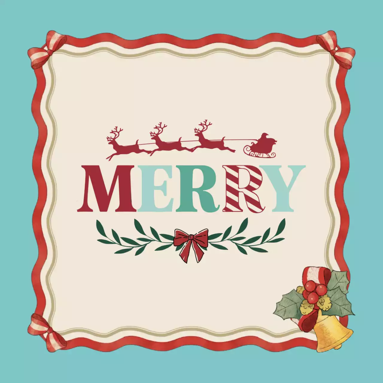 민트 빈티지 크리스마스 엽서