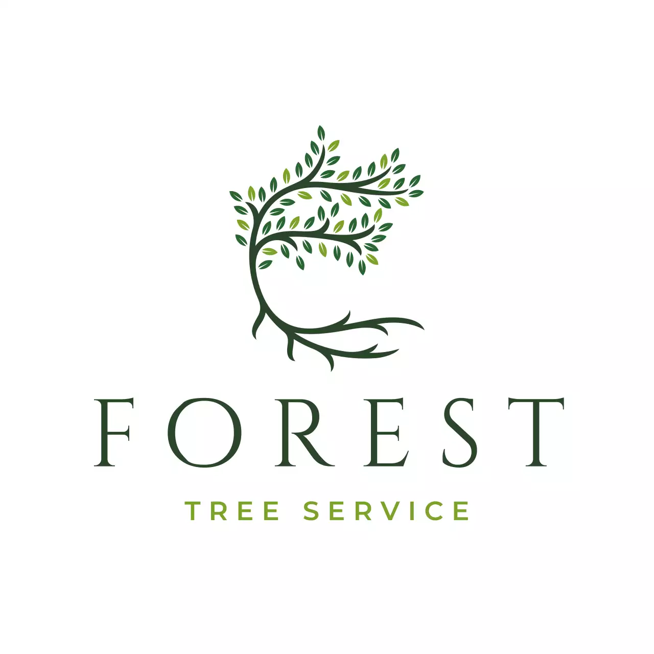 green minimal tree service for brand identity