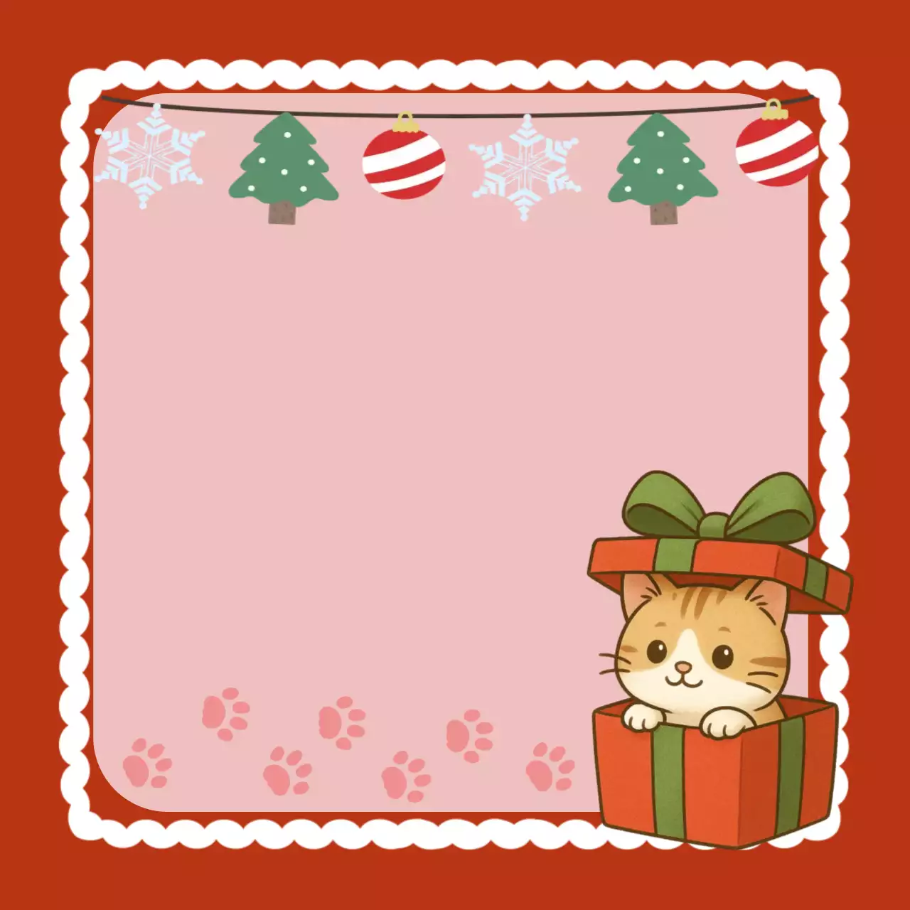 빨강 아기자기한 크리스마스 고양이 문구