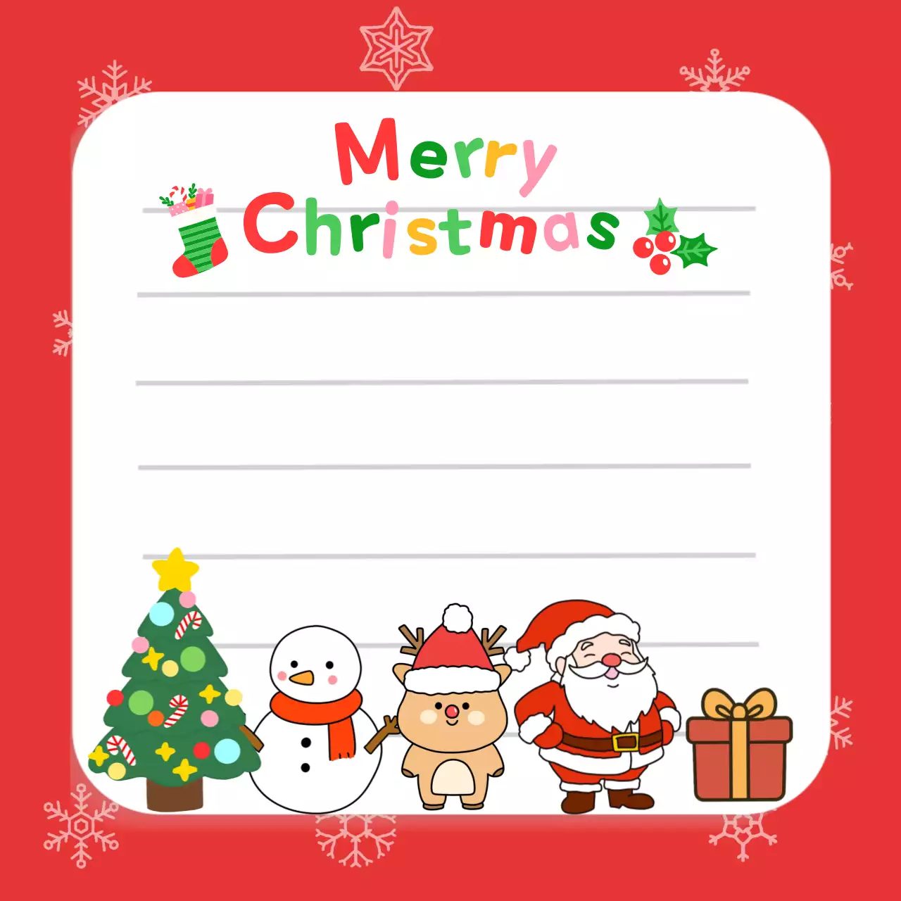 빨강 아기자기한 크리스마스 산타