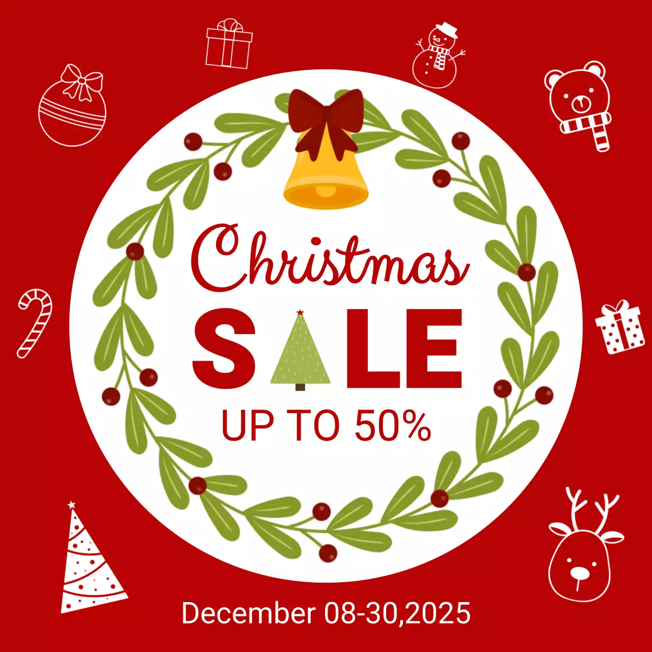 red festive holiday sale promotion