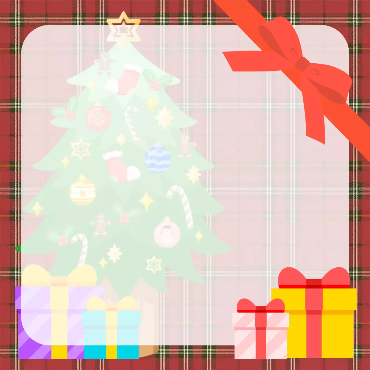 빨강 빈티지 크리스마스 선물상자 엽서