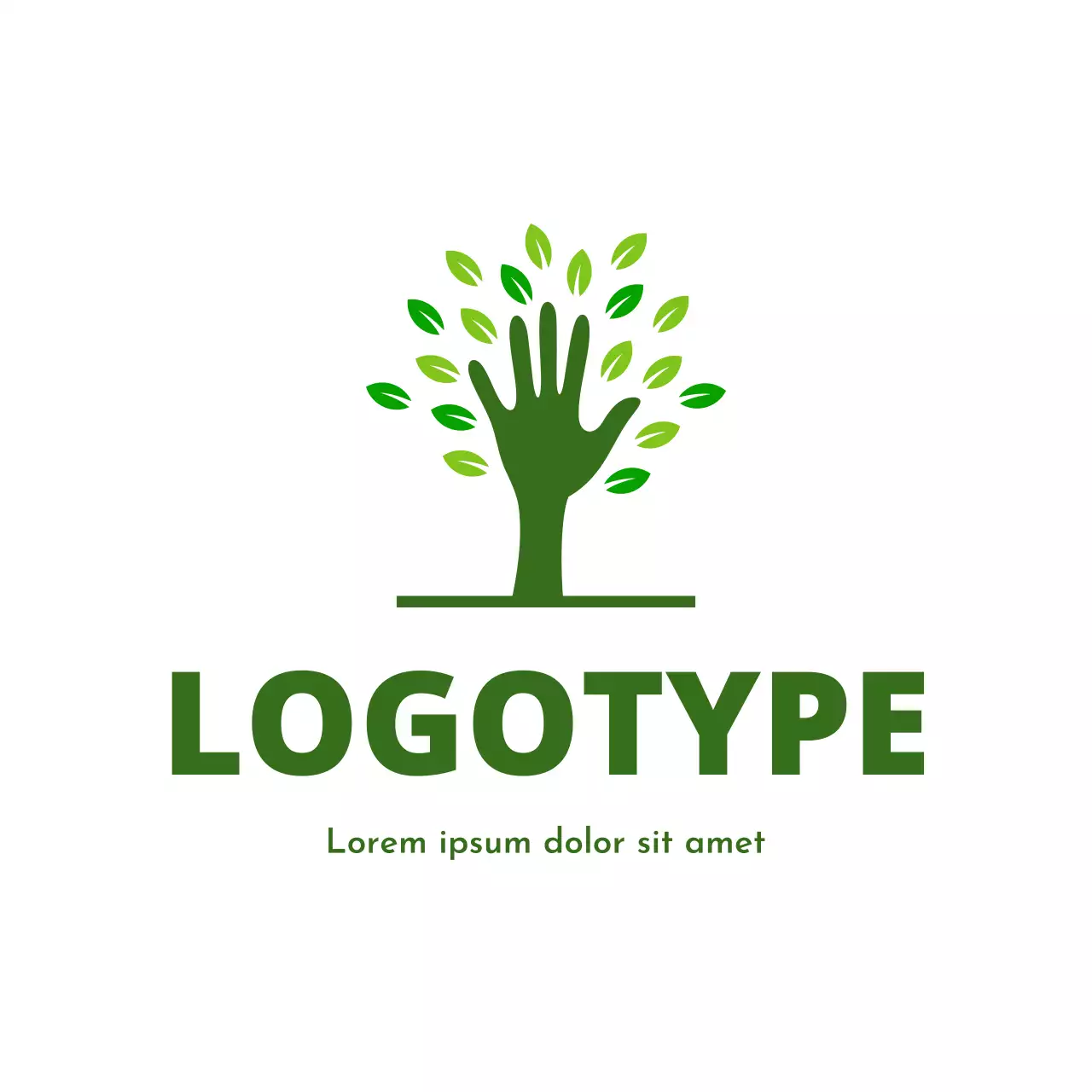 green organic hand for brand identity