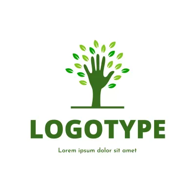 green organic hand for brand identity