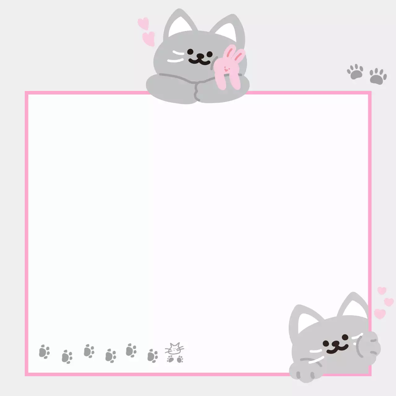 회색 아기자기한 고양이 편지지