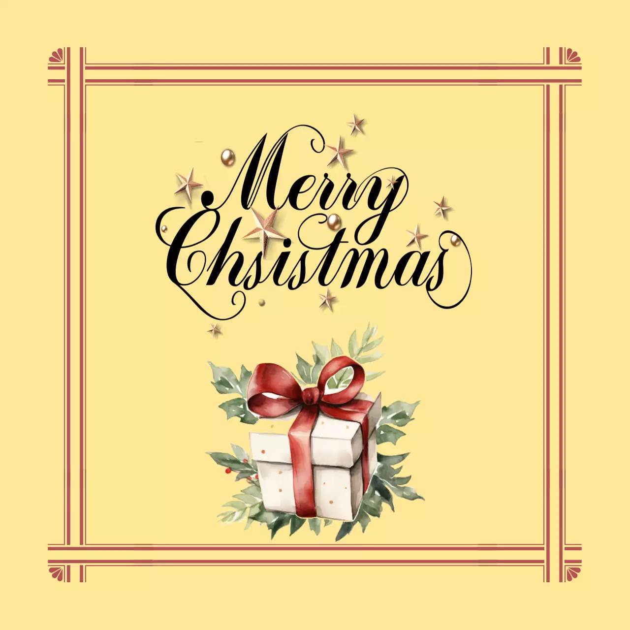 노랑 빈티지 크리스마스 엽서