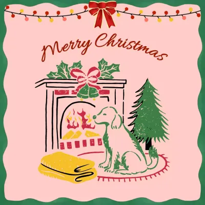 인디핑크 빈티지 크리스마스 엽서