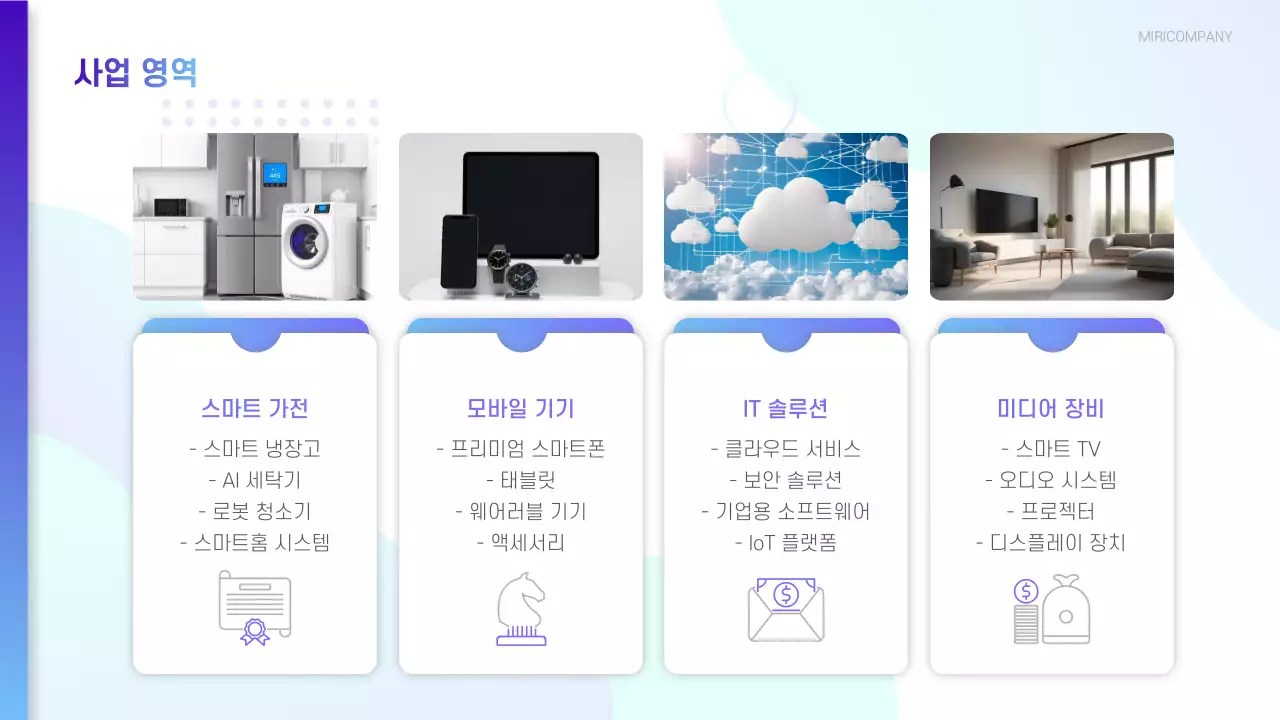 파란색의 깔끔한 IT 기업 회사소개